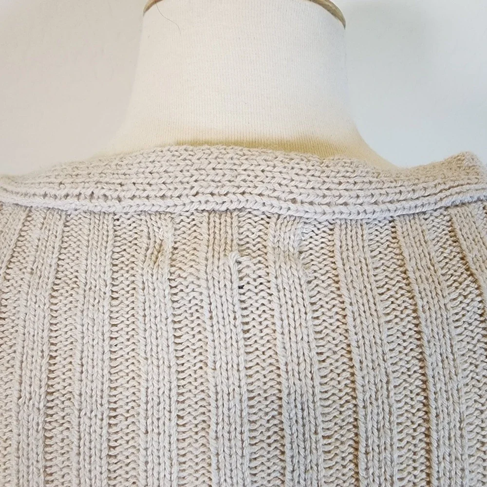 RSQ Collective Knit Cardigan Sweater‎ Women's L Brown Buttons Ribbed Beige Top